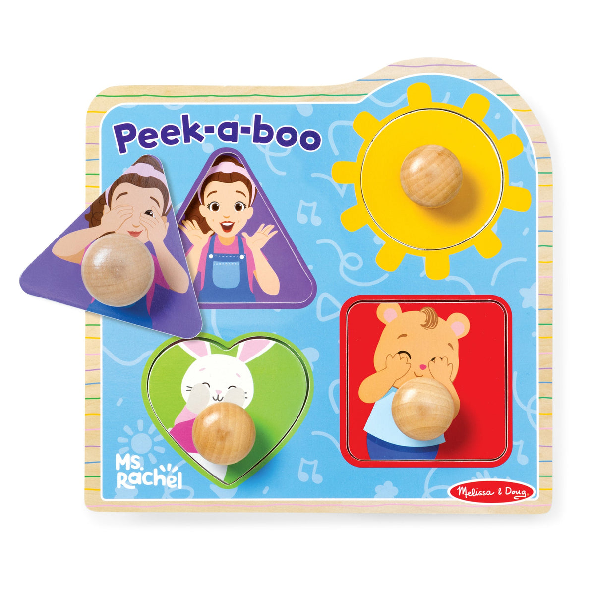 Ms. Rachel™ Wooden Peek-a-Boo Jumbo Peg Puzzle – 4 Pieces product image 4