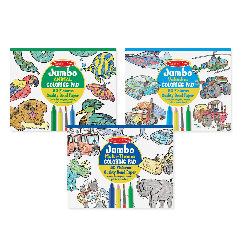 Coloring Pad 3-Pack: Animals, Vehicles, Multi-Theme product image 1