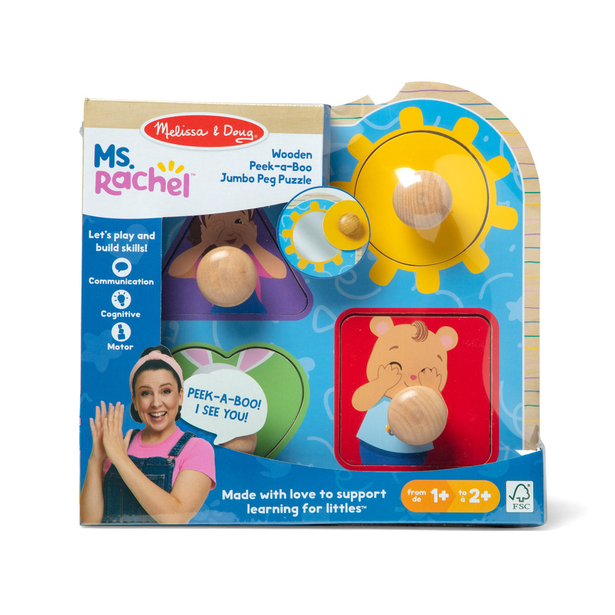 Ms. Rachel™ Wooden Peek-a-Boo Jumbo Peg Puzzle – 4 Pieces product image 3