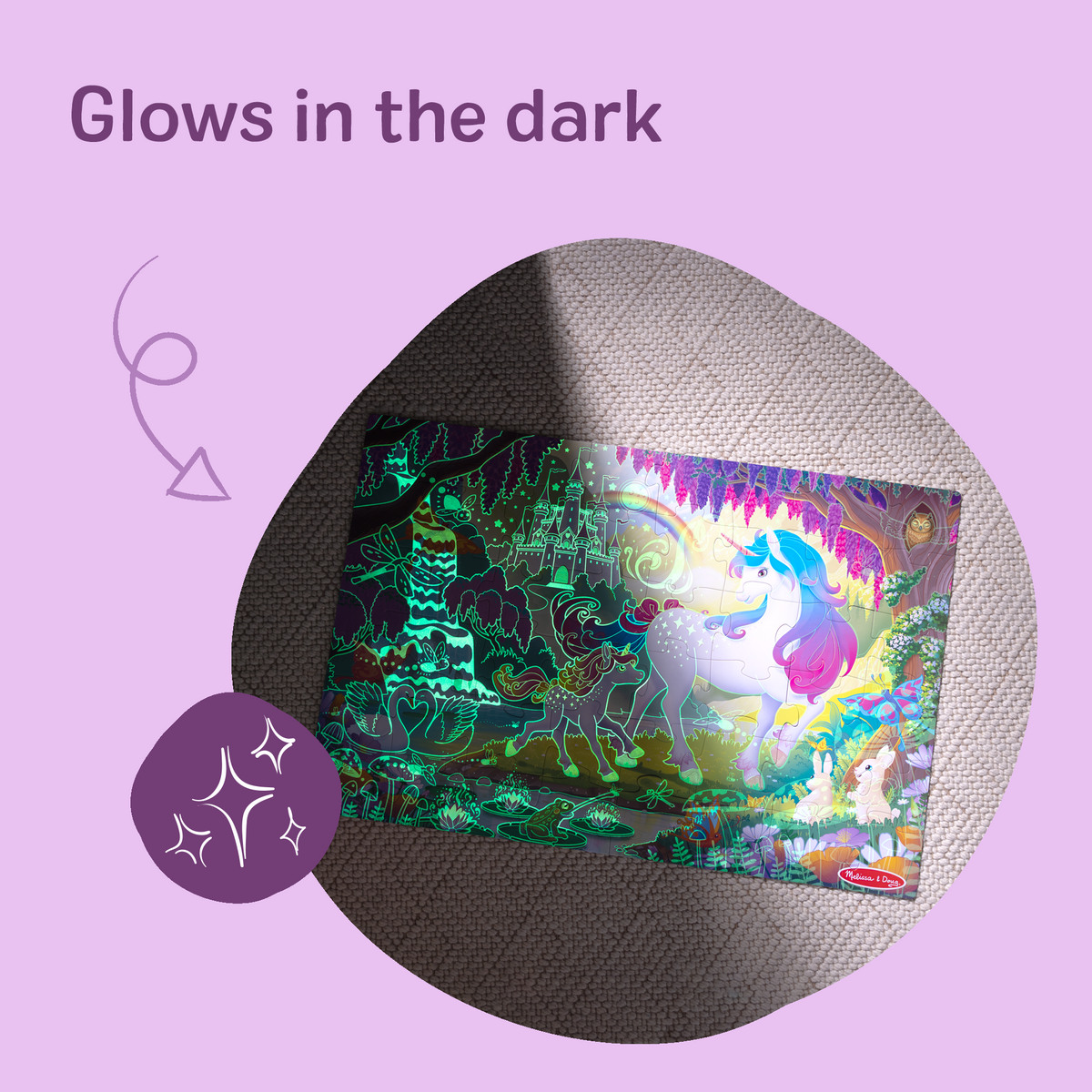 Glow-in-the-Dark Unicorn Floor Puzzle - 48 Pieces product image 4