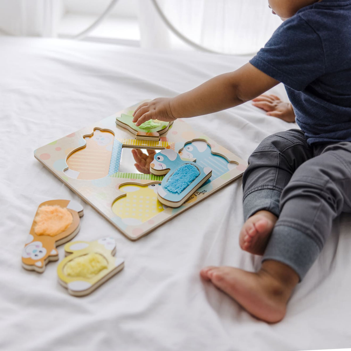 First Play Wooden Touch and Feel Puzzle Peek-a-Boo Pets With Mirror product image 5