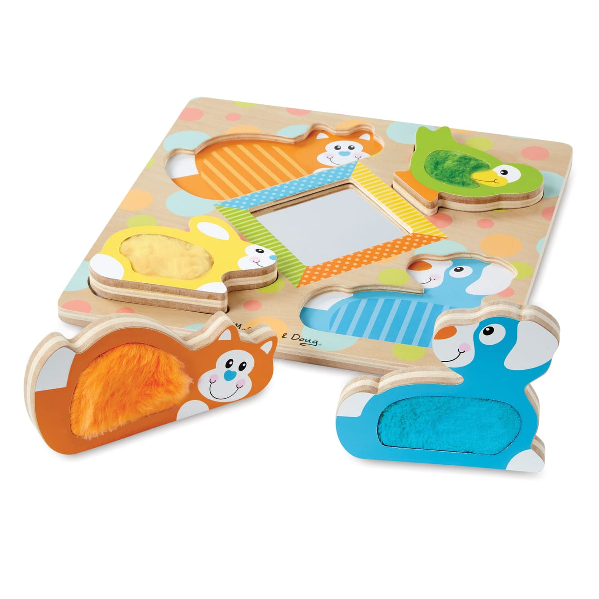 First Play Wooden Touch and Feel Puzzle Peek-a-Boo Pets With Mirror product image 4