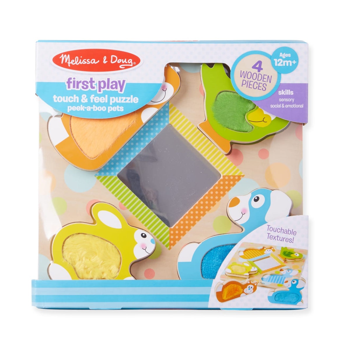 First Play Wooden Touch and Feel Puzzle Peek-a-Boo Pets With Mirror product image 3
