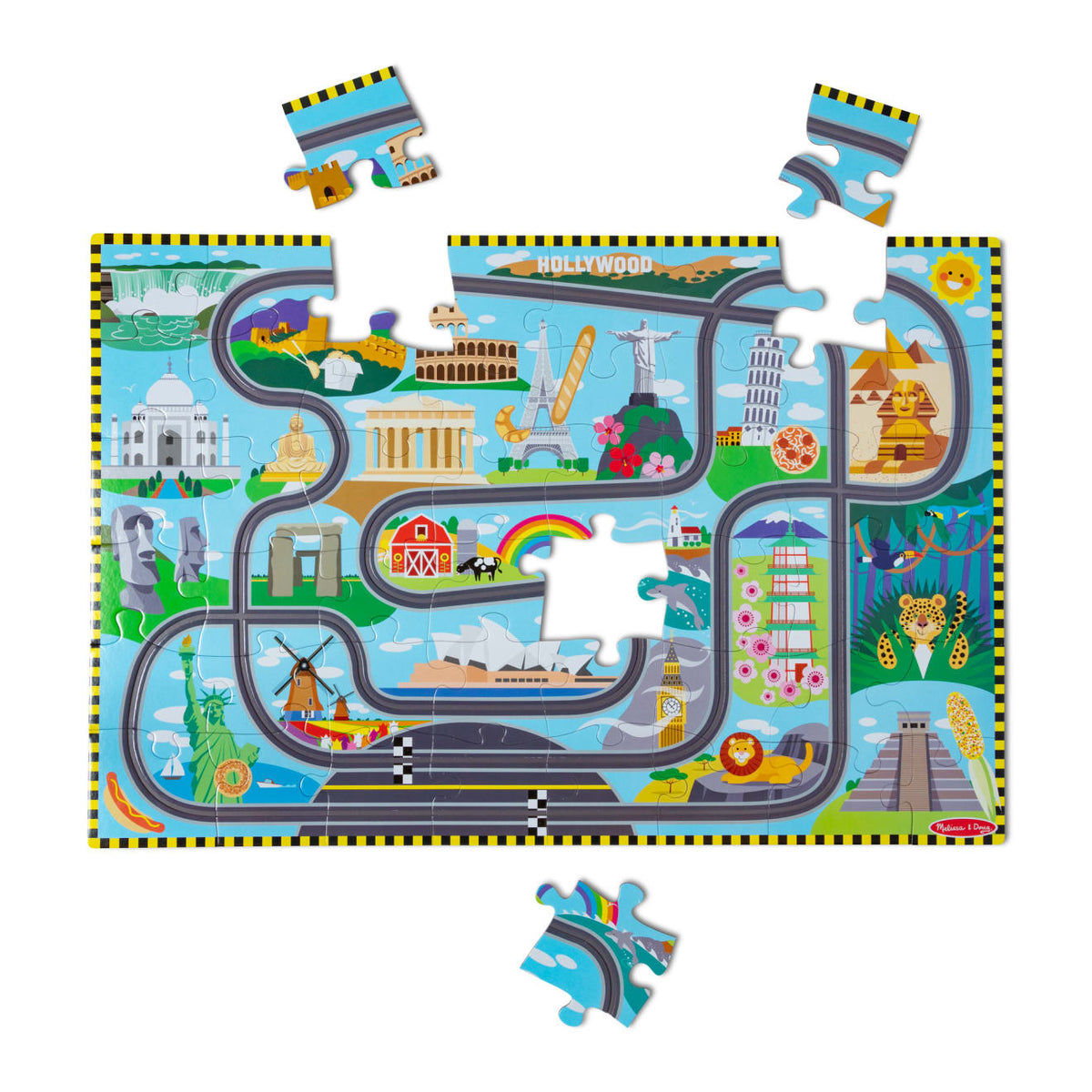 Race Around the World Tracks Floor Puzzle - 48 Pieces product image 1