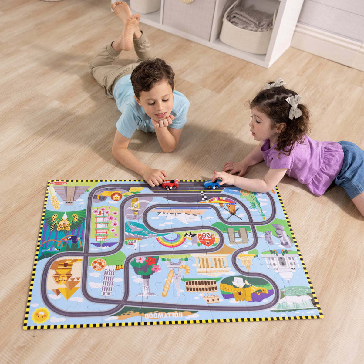 Race Around the World Tracks Floor Puzzle - 48 Pieces product image 2