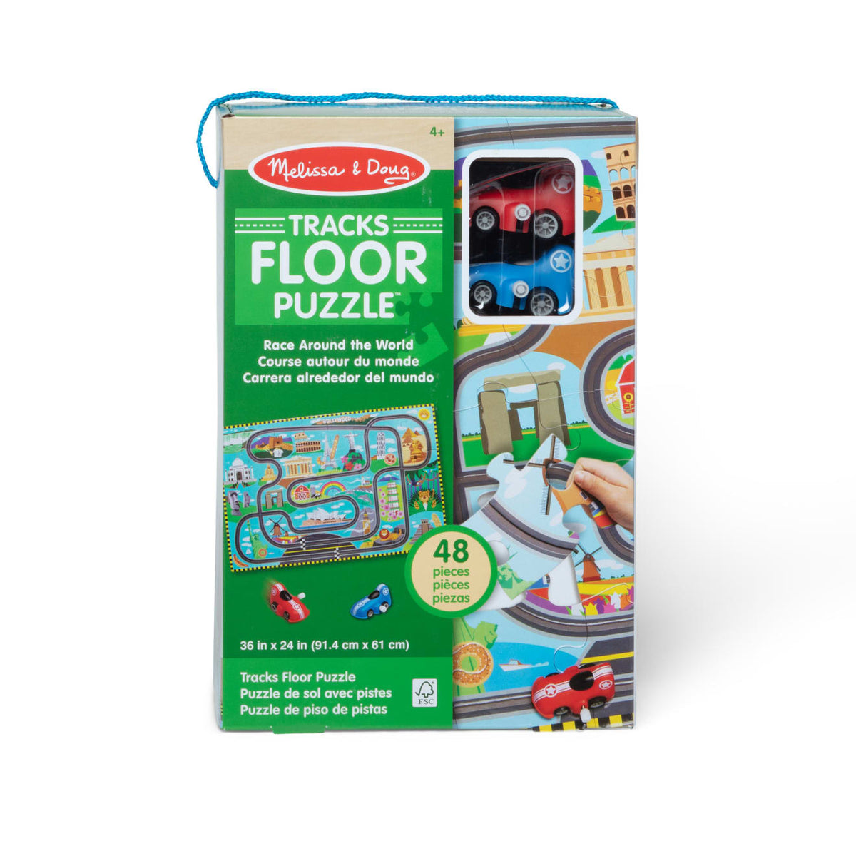 Race Around the World Tracks Floor Puzzle - 48 Pieces product image 3