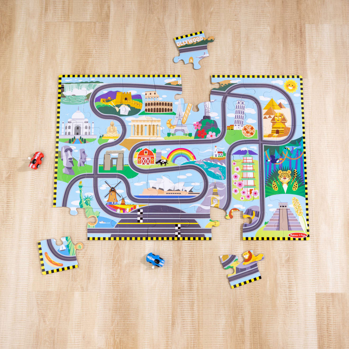 Race Around the World Tracks Floor Puzzle - 48 Pieces product image 4