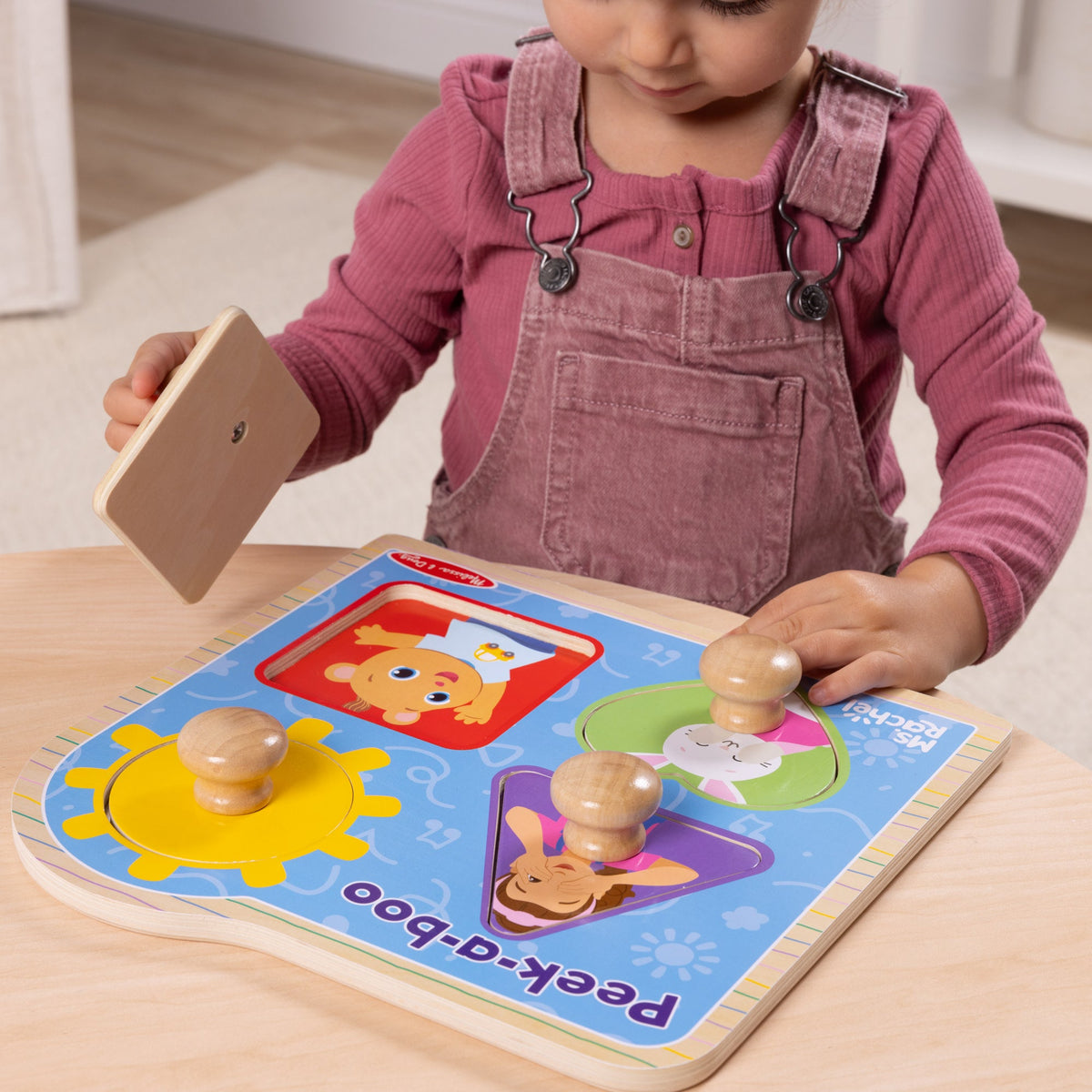 Ms. Rachel™ Wooden Peek-a-Boo Jumbo Peg Puzzle – 4 Pieces product image 2